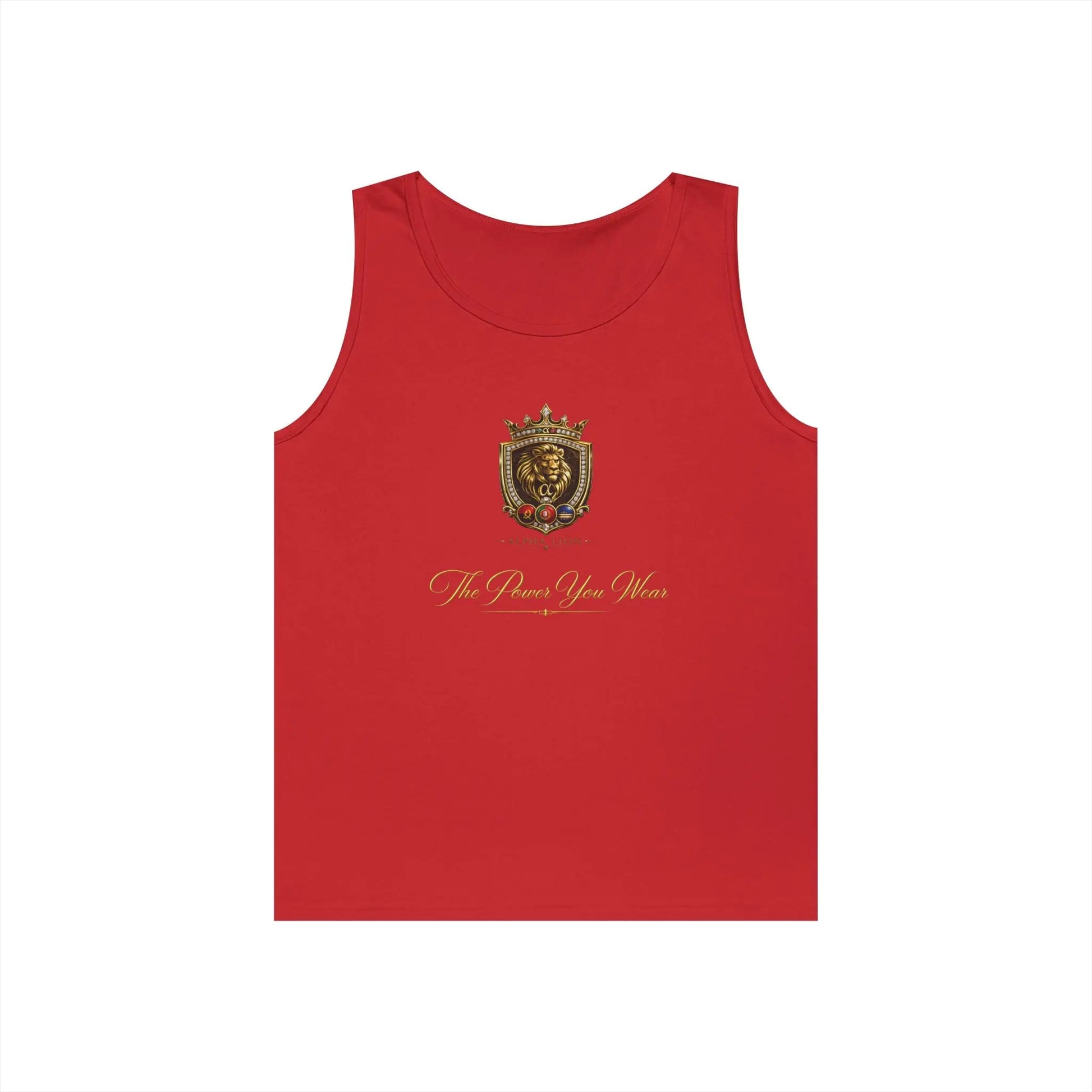 Alpha Lion Tank Top — Vintage Cherub Emblem Chest Print Printify
