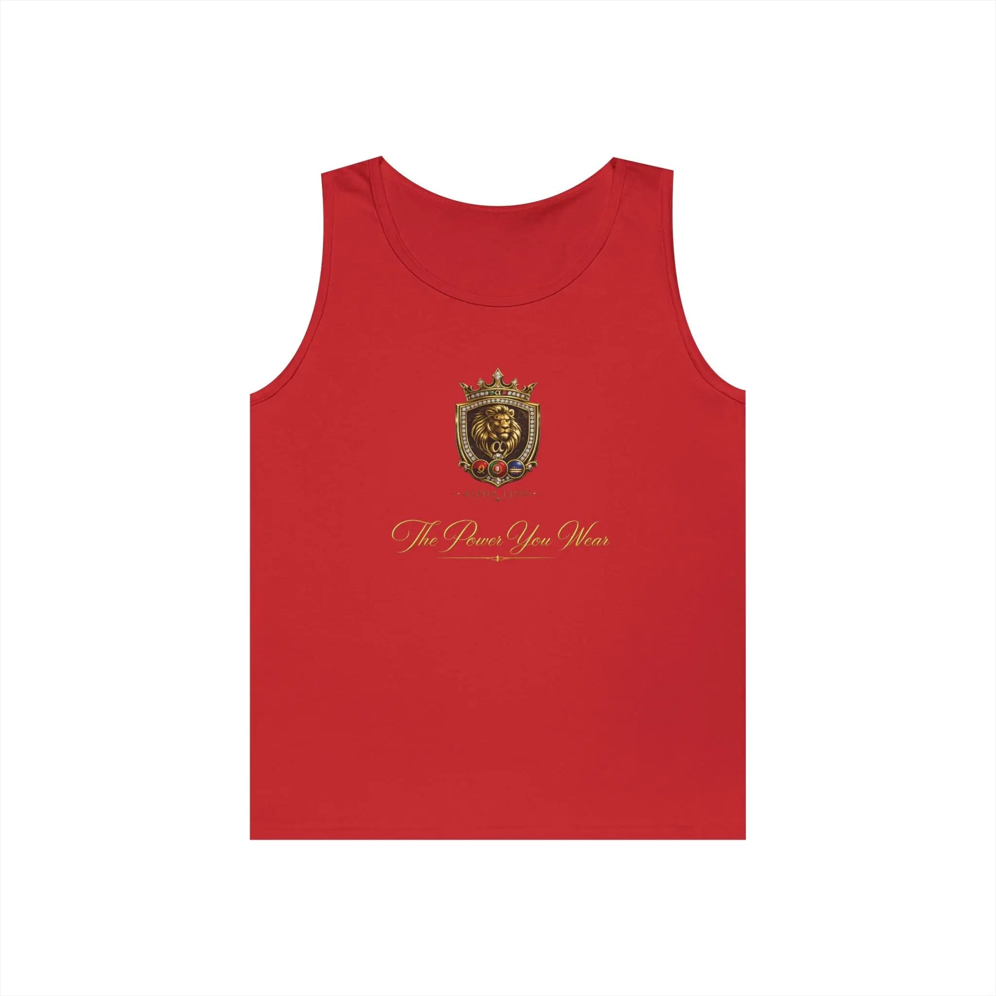 Alpha Lion Tank Top — Vintage Cherub Emblem Chest Print Printify
