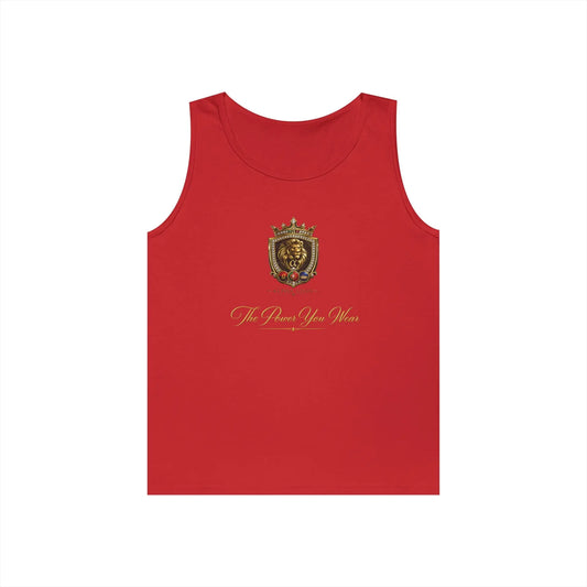 Alpha Lion Tank Top — Vintage Cherub Emblem Chest Print Printify