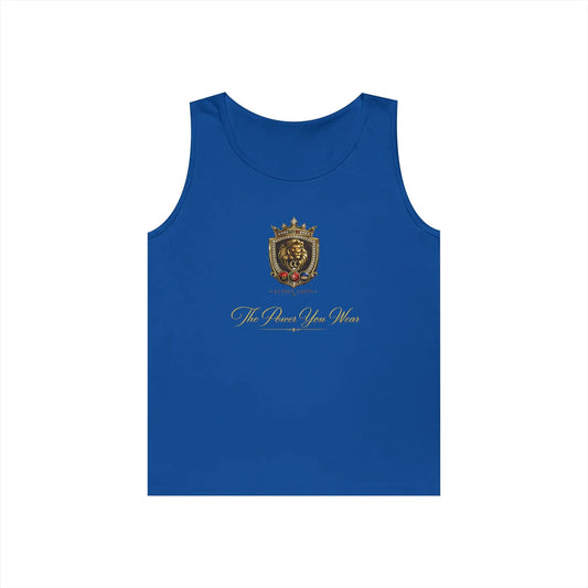 Alpha Lion Tank Top — Vintage Cherub Emblem Chest Print Printify