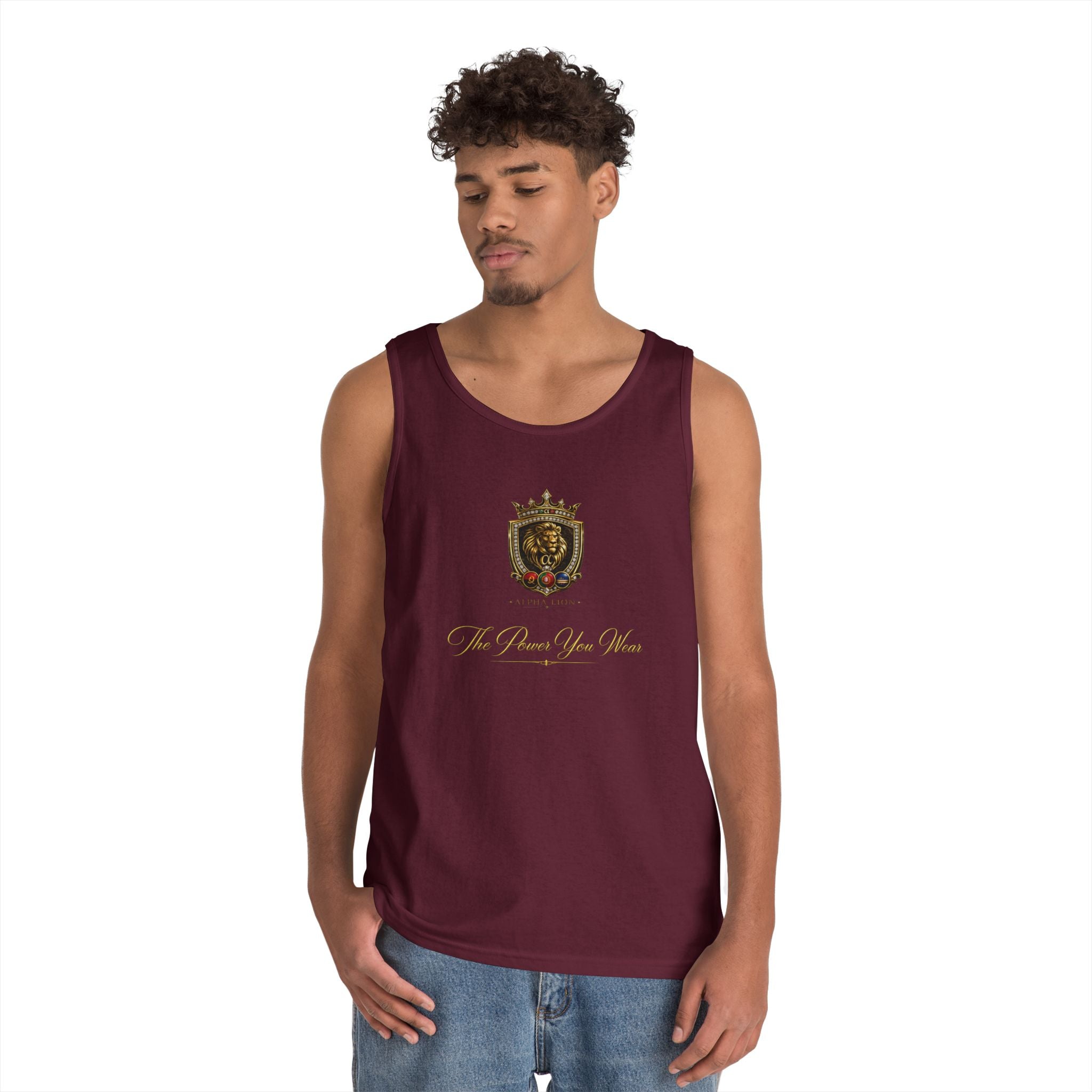 Alpha Lion Tank Top — Vintage Cherub Emblem Chest Print