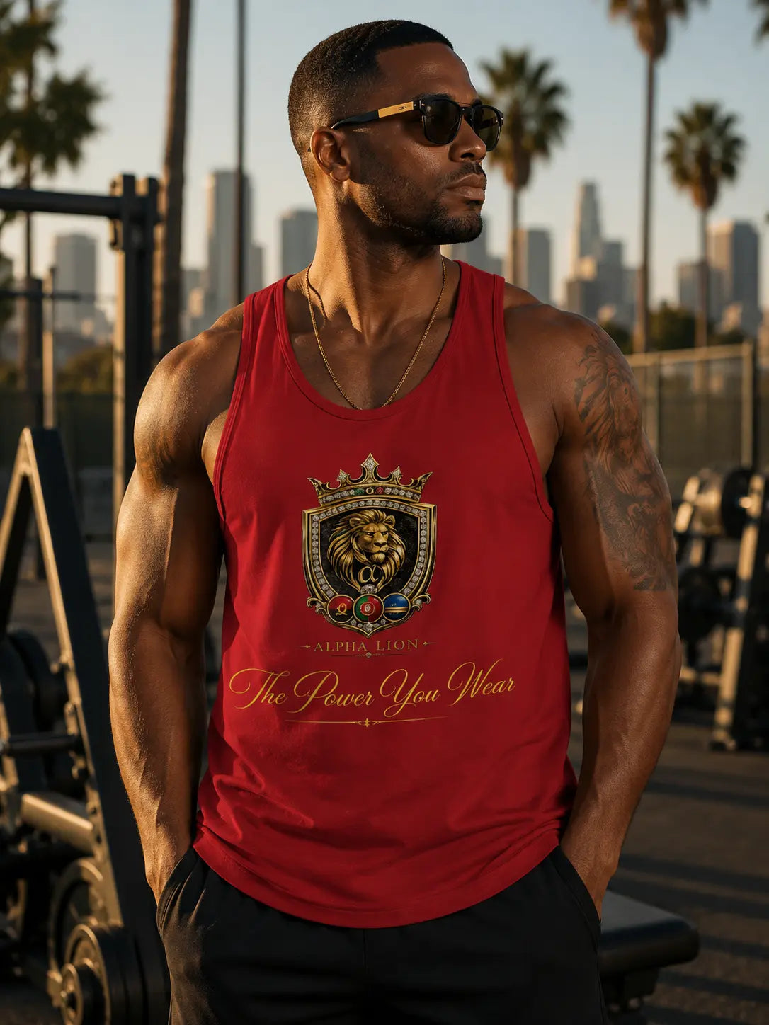 Lion Crest Concert Cotton Tank — Alpha Lion ‘The Power You Wear’ Graphic Tank Top Printify