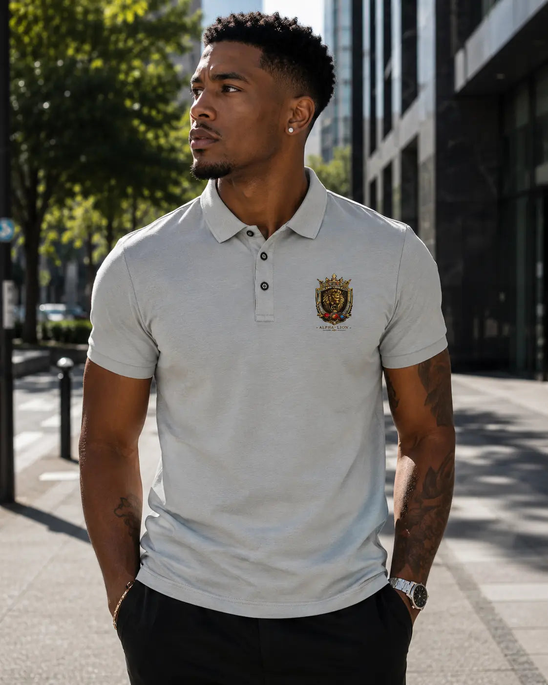 Alpha Lion Cotton Polo Shirt Printify