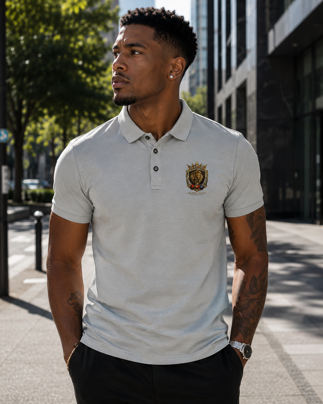 Alpha Lion Pique Cotton Polo Shirt