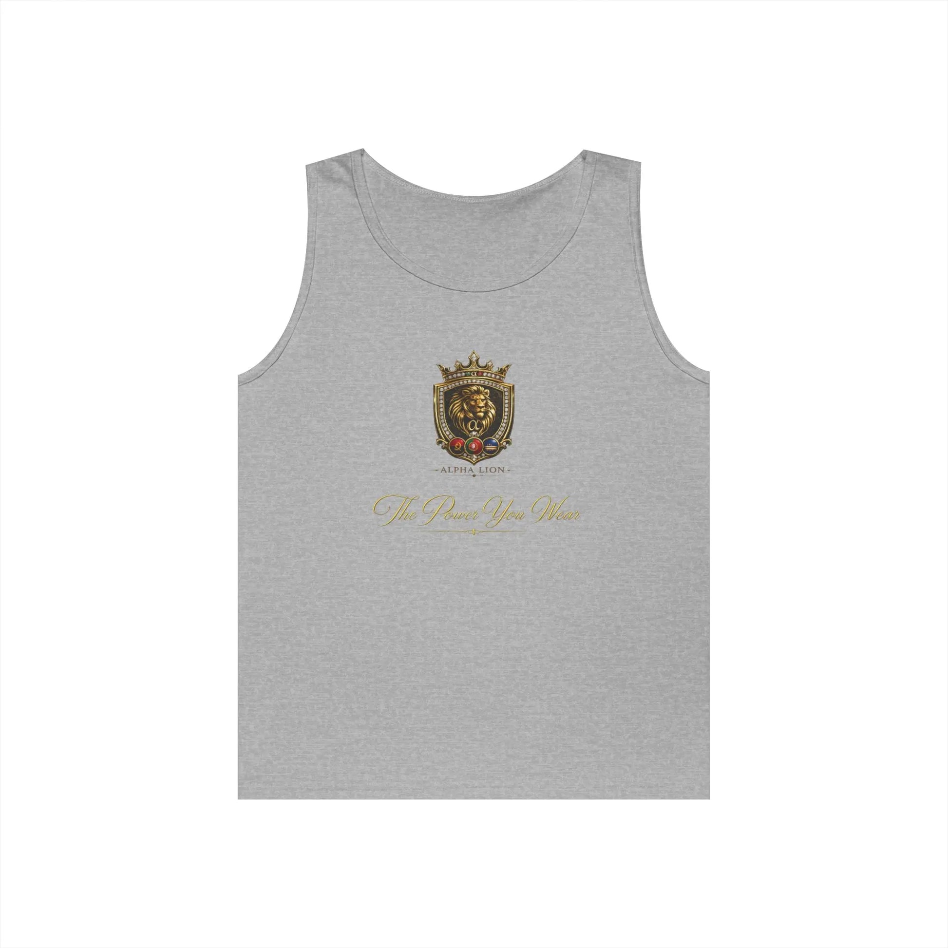 Alpha Lion Tank Top — Vintage Cherub Emblem Chest Print Printify