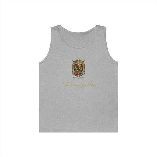 Alpha Lion Tank Top — Vintage Cherub Emblem Chest Print Printify