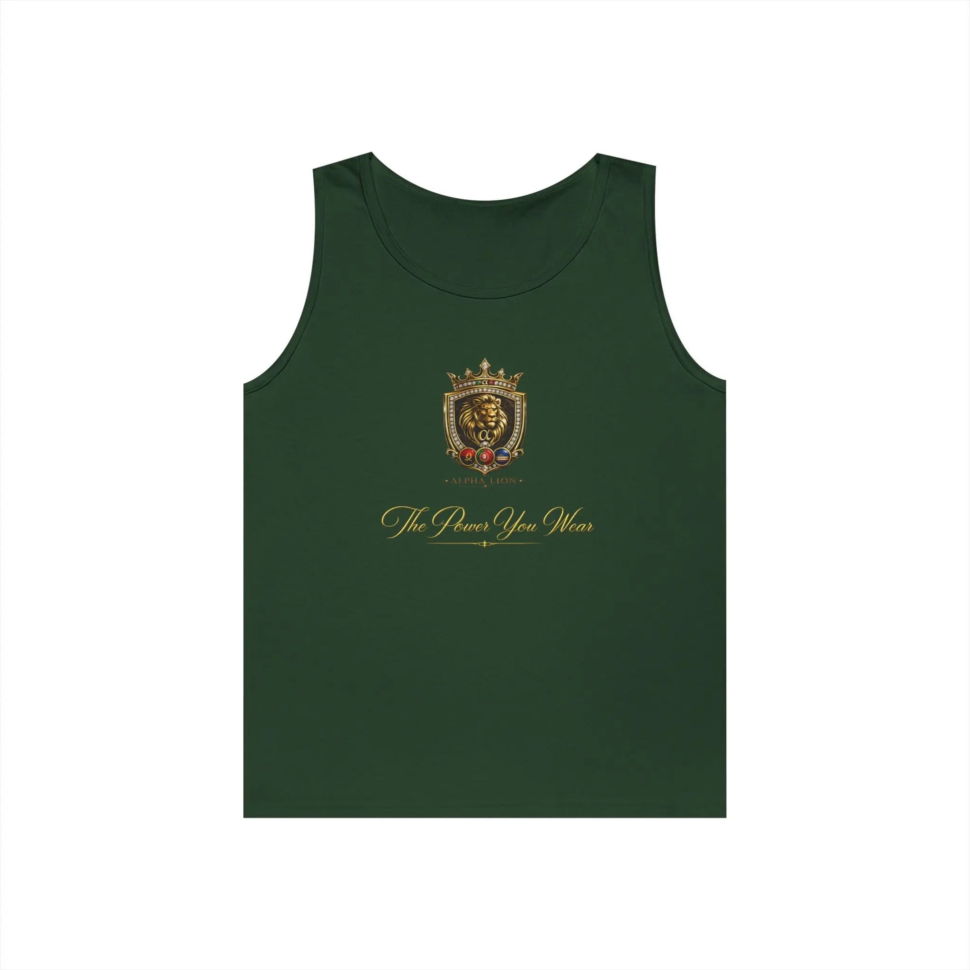 Alpha Lion Tank Top — Vintage Cherub Emblem Chest Print Printify