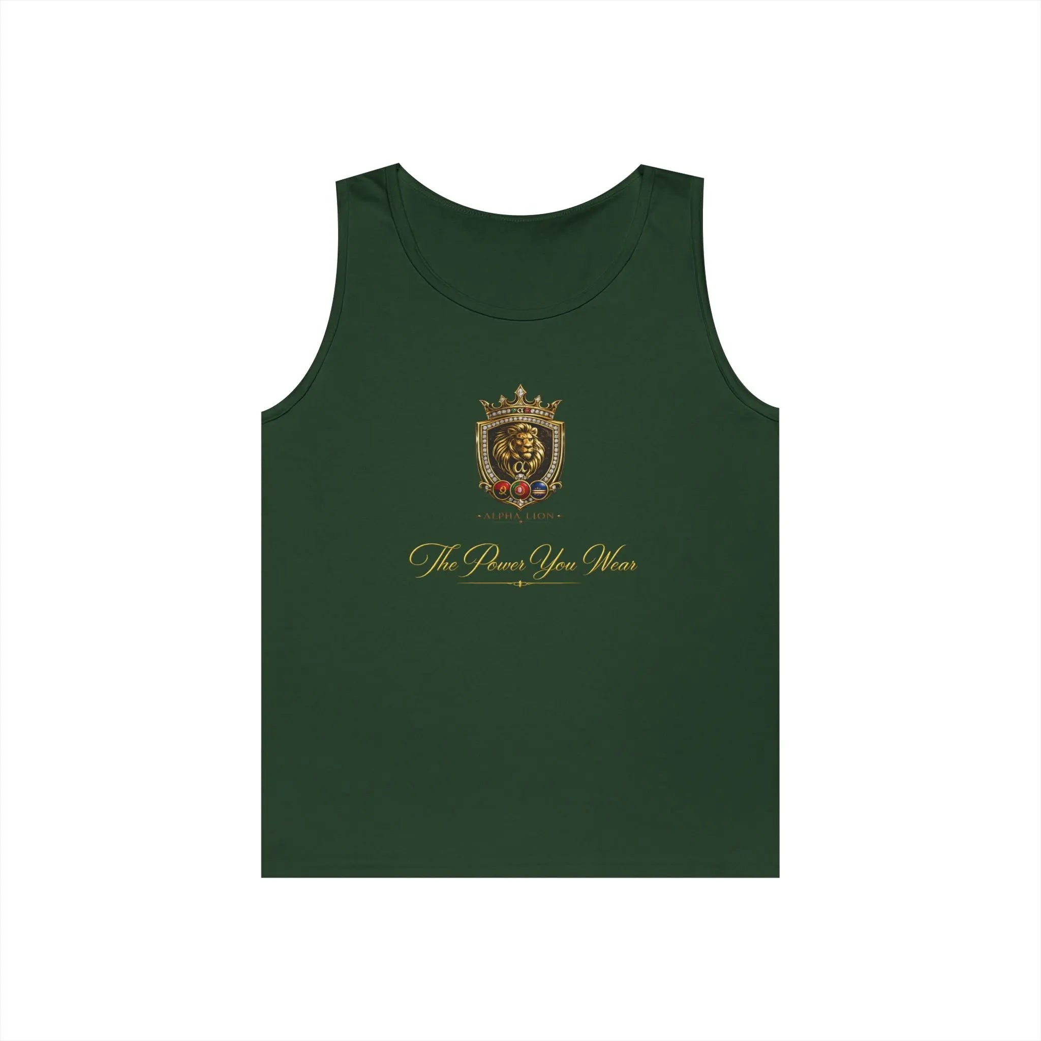 Alpha Lion Tank Top — Vintage Cherub Emblem Chest Print Printify