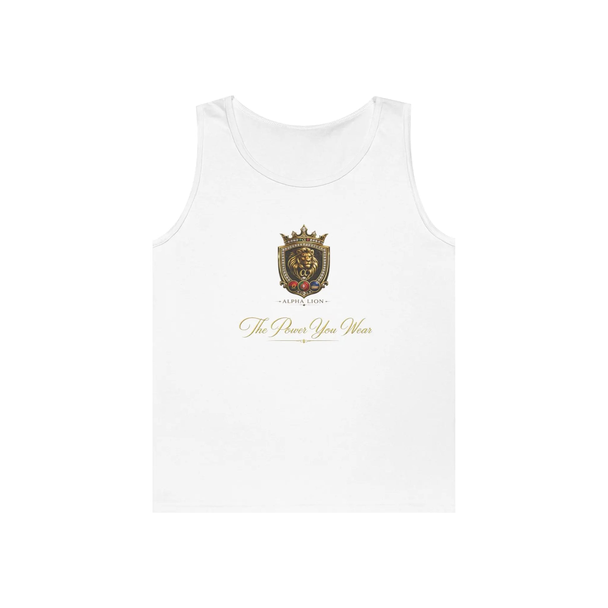 Alpha Lion Tank Top — Vintage Cherub Emblem Chest Print Printify