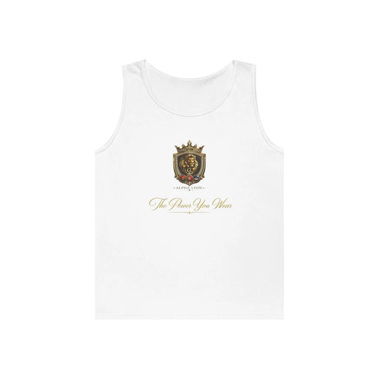 Alpha Lion Tank Top — Vintage Cherub Emblem Chest Print Printify