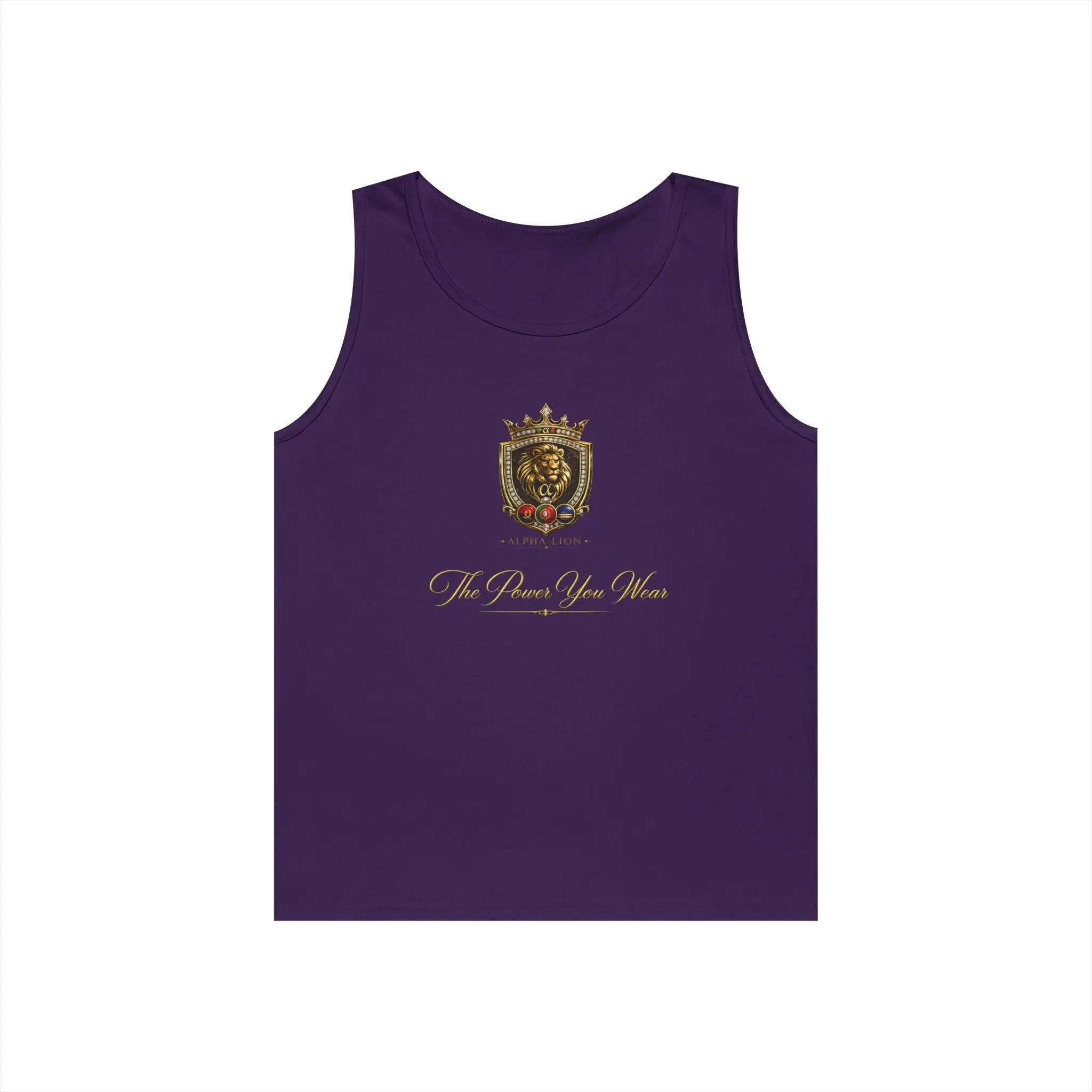 Alpha Lion Tank Top — Vintage Cherub Emblem Chest Print Printify