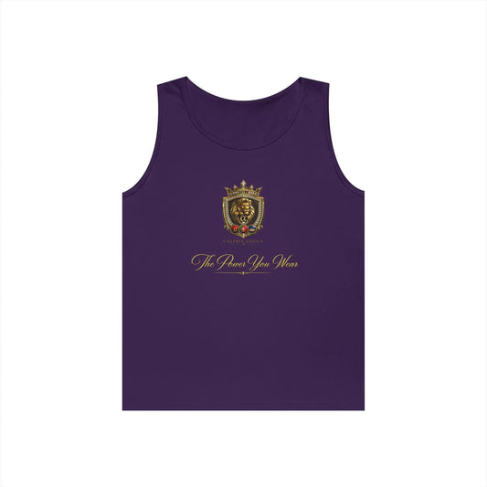 Alpha Lion Tank Top — Vintage Cherub Emblem Chest Print Printify