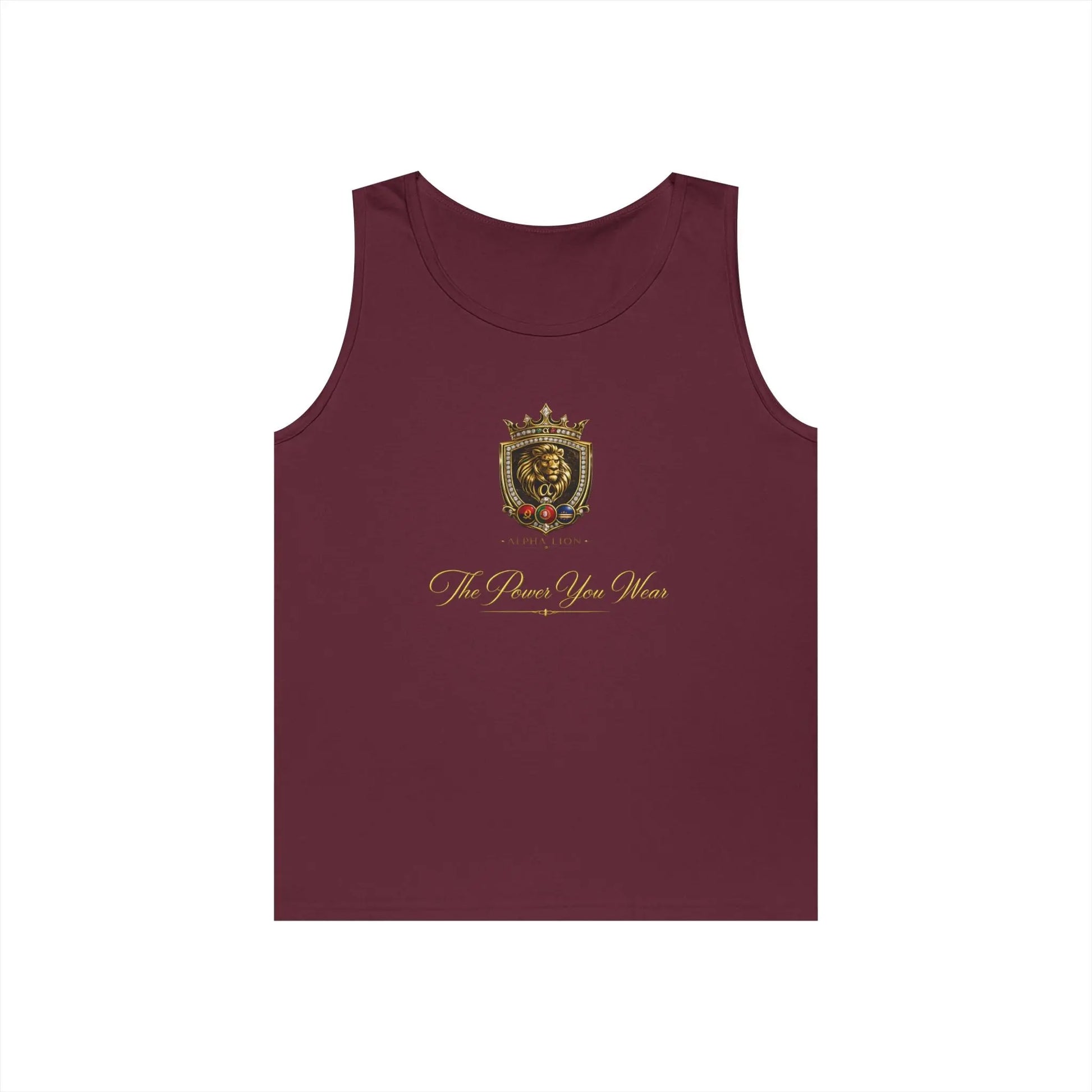 Alpha Lion Tank Top — Vintage Cherub Emblem Chest Print Printify