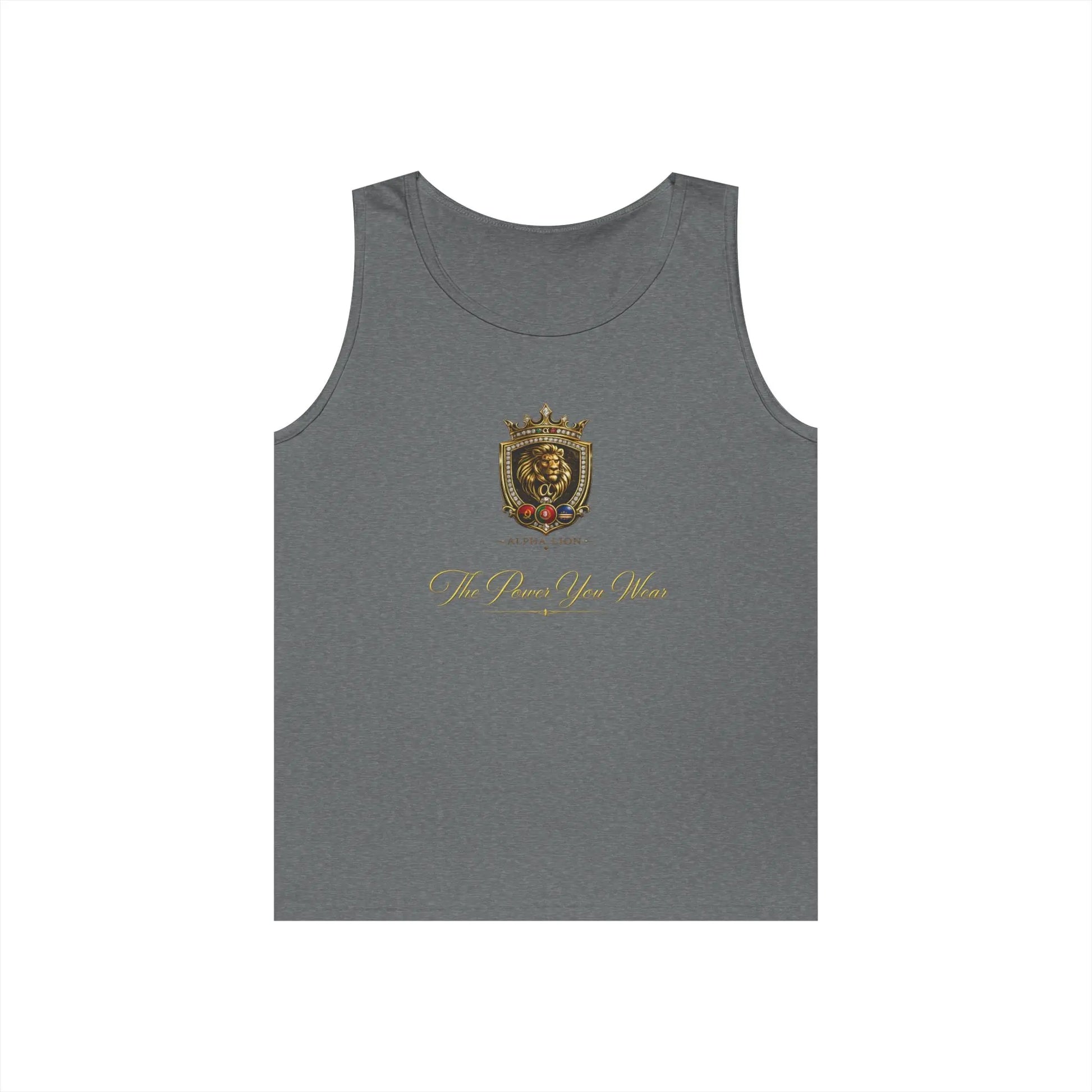 Alpha Lion Tank Top — Vintage Cherub Emblem Chest Print Printify