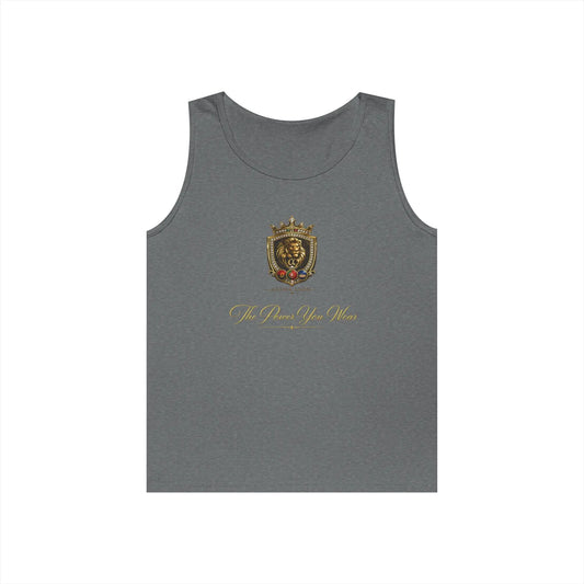 Alpha Lion Tank Top — Vintage Cherub Emblem Chest Print Printify