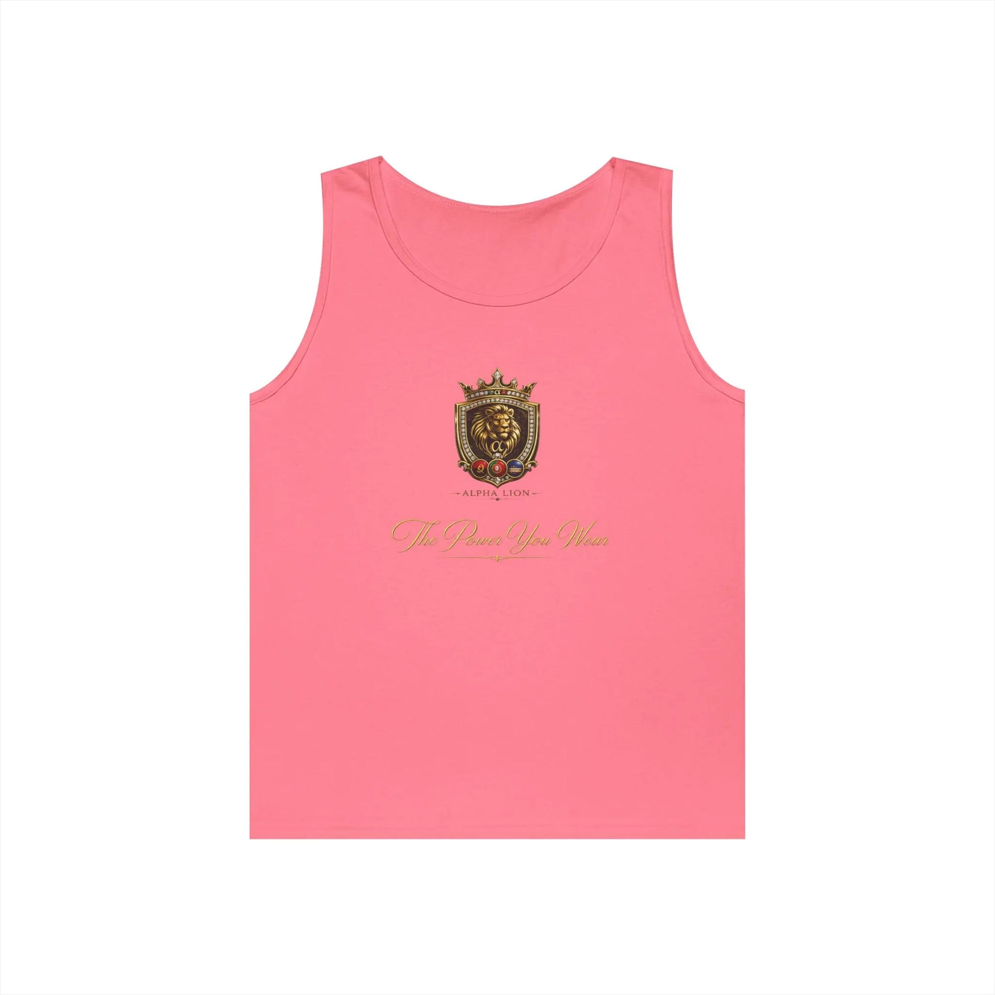 Alpha Lion Tank Top — Vintage Cherub Emblem Chest Print Printify