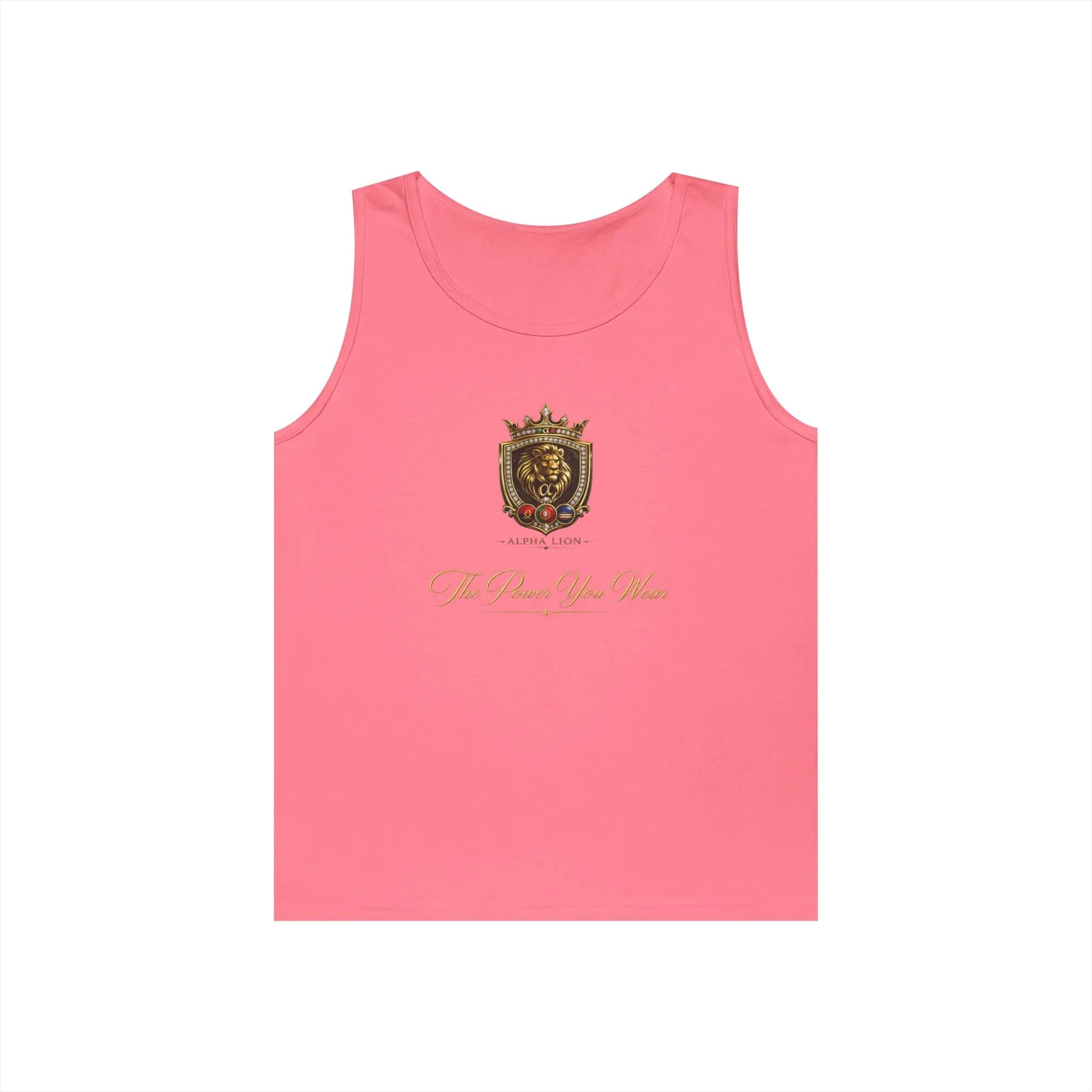 Alpha Lion Tank Top — Vintage Cherub Emblem Chest Print Printify