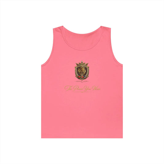 Alpha Lion Tank Top — Vintage Cherub Emblem Chest Print Printify