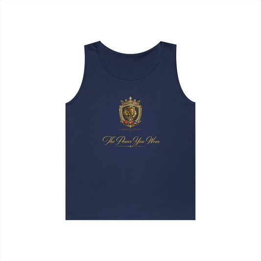 Alpha Lion Tank Top — Vintage Cherub Emblem Chest Print Printify
